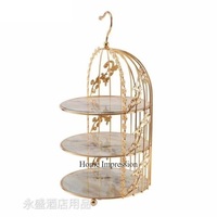 Centre de table de mariage à 3 niveaux en métal décoratif avec fleurs, cadre plaqué or, bases en marbre, pour service alimentaire, couleur et taille personnalisables, pour la maison