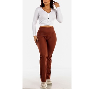 Pantalones Formales de Mujer, Corte Recto, Cintura Media, Largos, Verano, Tela Oxford Plana, Ecológicos, Transpirables, Alta Calidad - Product Image 3