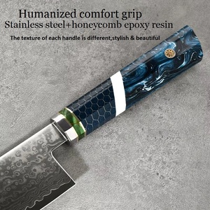 Vente en gros de commandes en vrac OEM nouveau couteau de chef en acier Damas couteaux de cuisine en acier japonais forgés à la main avec manche en résine - Product Image 5