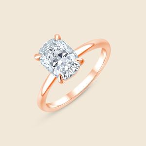 Anillo de diamante cultivado en laboratorio con corte cojín alargado de 2.03 quilates, color F-VS, en oro macizo de 14K para la fabricación de joyas. - Product Image 2