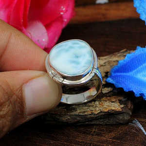 92.5 Bague En Argent Fantaisie Marquise Forme Dainty Larimar Gemstone Vermeil Placage Lunette Invisible Réglage Déclaration Style pour Les Amoureux - Product Image 1