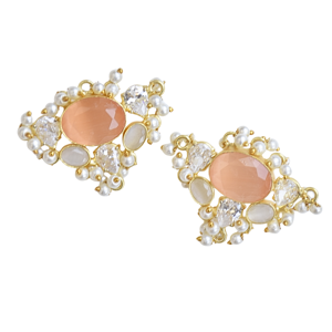 Wholesale Brass <b>Statement</b> Earrings Zircon Authentic Gemstone <b>Jewelry</b> Matte Brass Texture Boho Chic Design High Quality Export - Product Image 6