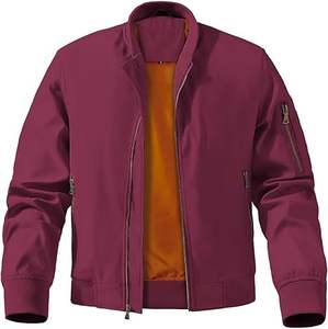 Blouson aviateur pour homme coupe-vent léger et décontracté, manteau zippé avec poche pour le printemps et l'automne - Product Image 3