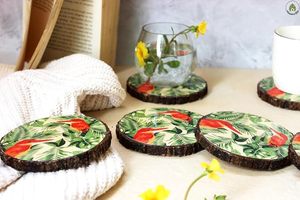 Rustic Wooden Bohemian Style Handcrafted Eco-Friendly Coaster Smooth Surface Customized Design for Decorative Use <b>Cheap</b> Price - Product Image 4