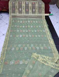 Nueva llegada Deshi Dhakai Jamdani Sharee calidad de exportación para mujeres JAMDANI tela azul rojo verde dorado cielo azul de Bangladesh - Product Image 3