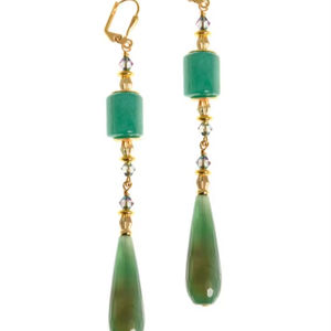 Boucles d'oreilles pendantes vintage en argent sterling avec pierre d'agate vert magnifique, cadeau de haute qualité à prix de gros - Product Image 1
