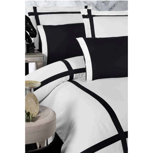 Parure de lit de luxe 6 pièces King Size 100% Coton, Housse de couette XL, Drap-housse, Taies d'oreiller Oxford rayées, Tissé 400TC pour la maison - Product Image 2