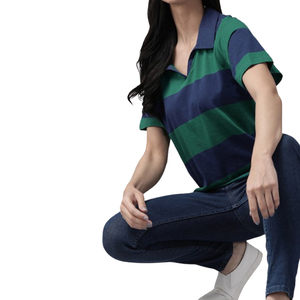 เสื้อโปโลสำหรับผู้หญิงเสื้อถักแบบลำลองสีพื้นออกแบบโลโก้ของคุณเอง - Product Image 2