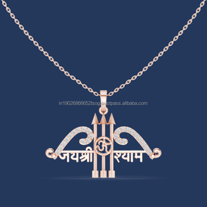 Collier pendentif en argent 925 plaqué or 10 carats pour femmes en gros, diamant rond taille brillant, ethnique, mariage, mode - Product Image 3