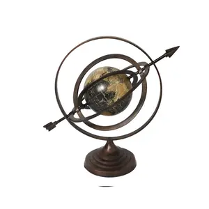 办公室家居装饰用航海黄铜天球浑仪世界金属地球仪出厂价