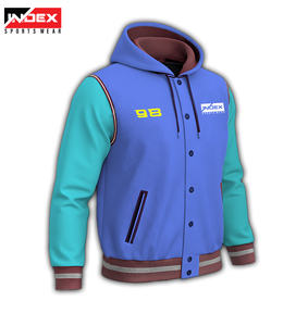 Veste de basket-ball Letterman Varsity d'hiver pour hommes col montant avant broderie Patch couleurs personnalisées séchage rapide respirant - Product Image 4