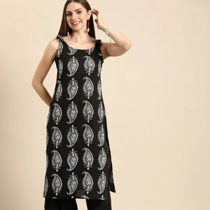 Mujeres Algodón Puro Motivos Étnicos Impreso Kurta Regular con Palazzos indio pakistaní kameez Salwar - Product Image 1