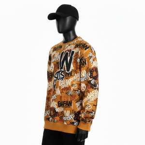 Sudadera Extra Grande para Hombre, Algodón Premium, Felpa de 320 g/m², Cálida y Suave al Tacto, Color Marrón, Estampado Completo, Logotipo en Serigrafía, Sudadera Básica Extra Grande - Product Image 4