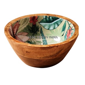 Ensalada de esmalte de madera de mango Tazón colorido La mejor calidad Hecho EN LA India Venta caliente 2022 Comprador comercial Precio barato Hotel - Product Image 1