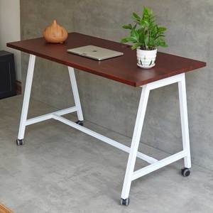 FOS 120x60cm Mobile <b>Desk</b> <b>Solid</b> Acacia <b>Wood</b> and Iron Legs Portable Office <b>Desk</b> for Bedroom and Hotel Use-FOS012 - Product Image 2