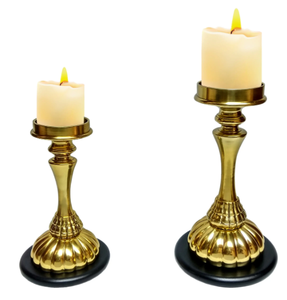 Bougeoir à base en bois au design de feuilles dorées Artware décoratif en laiton pour l'éclairage domestique Accessoires d'éclairage de bougies - Product Image 3