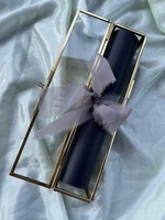 Boîte à parchemin décorative en verre et métal doré pour cadeaux, décoration, invitation de mariage, boîte à parchemin, vente en gros