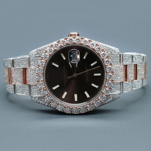 Reloj de Lujo para Hombre con Cierre Oculto en Acero Inoxidable y Oro Rosa con Diamantes de Laboratorio de Claridad VVS Deslumbrantes y Elegantes - Product Image 1