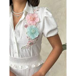 Vestidos Casuales de Lino con Estampado Floral Topshow para Mujer, Camisas al por Mayor - Product Image 2