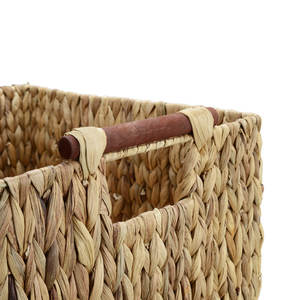 ตะกร้าเก็บผักตบชวา4ชุดทำด้วยมือด้ามไม้สำหรับใช้ในครัววัสดุผ้าทอ/โลหะสำหรับเก็บอาหาร - Product Image 4