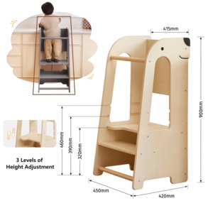 Montessori phong cách hiện đại có thể điều chỉnh chiều cao trẻ mới biết đi nhà bếp bước Phân gỗ trẻ em học tập tháp trong nhà phòng ngủ thân thiện với môi - Product Image 3