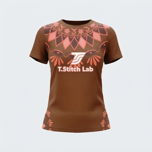 Camiseta de Mujer con Diseño Tribal, Colores Sólidos, Transpirable, Ligera, Cuello Redondo, Manga Corta, Logotipo Personalizado, Nueva Llegada - Product Image 2