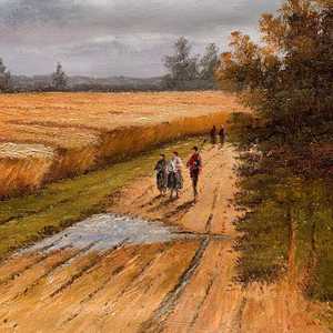 Dipinti a Olio 100% Fatti a Mano 20x24 Pollici, Campo Classico con Tre Persone in Fattoria, Stampa Digitale su Tela o Carta - Product Image 4