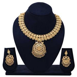 Venta al por mayor de collares cortos chapados en oro de 14K 18K 24K, conjunto de joyería de diseño floral tradicional, conjunto de joyería de moda relleno de oro de latón. - Product Image 1