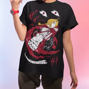 T-shirt 100 % coton Fullmetal Alchemist Brotherhood Edward Elric, tissu jersey 210-260 g/m², motif animé compressé - Product Image 1