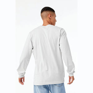 Trắng Unisex dài tay áo Áo T-shirt: 100% airlume chải kỹ và vòng quay bông, 32 đơn, 4.2 oz - Product Image 3
