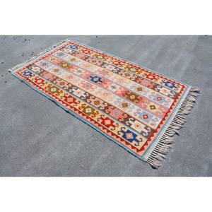 พรมขนทะเลสไตล์วินเทจทรงสี่เหลี่ยมผืนผ้าสำหรับห้องยางพาราดีไซน์เย็บปะต่อสีแดงน้ำเงิน2ft พื้นที่ขนาดใหญ่4x7 - Product Image 2