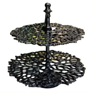 Présentoir à gâteaux décoratif Plateau de service Coral Design Fabulous Look Support à gâteaux en métal à deux niveaux avec poignée pour mariage - Product Image 1