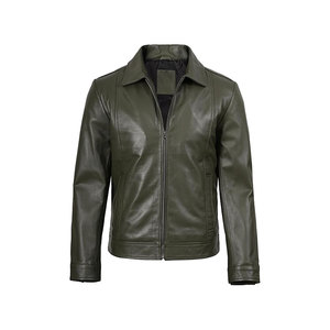 Chaqueta de cuero de gran tamaño para hombre Chaqueta de cuero con cremallera y cuello alto a la moda para hombre - Product Image 6