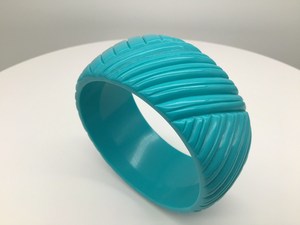 Brazalete de Resina Acrílica con Rayas Turquesa Vintage de Lujo para Mujer, Diseño de Marca, Modelo Angel, Set de Regalo de Navidad - Product Image 6