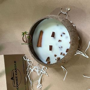 Vela de cera natural COCO ECO con cáscara de coco Embalaje ecológico para Navidad Acción de Gracias Celebración de Año Nuevo - Product Image 3
