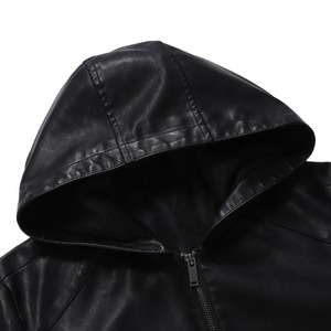 2024 Autumn Winter Men's Punk Leather Coat Stand Collar Motorcycle Jacket for Teenagers Canvas <b>Fabric</b> - Product Image 5