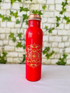 Diseño Industrial con diseño de estampado de flores Cobre puro y a prueba de fugas 1000 Ml para beneficios de salud para uso doméstico y de oficina - Product Image 6