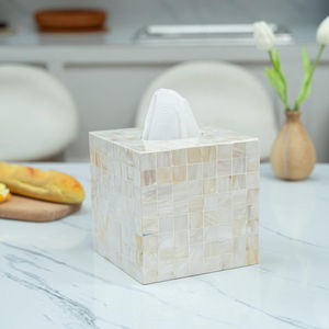 Nuevo diseño elegante vajilla servilletero caja de pañuelos blanco madre de perla caja de pañuelos para Hotel vajilla servilleta caja de almacenamiento - Product Image 4