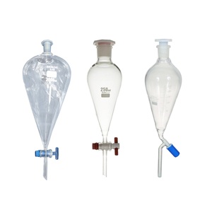 Lab Usage Squibb Shape Separatory Funnel OEM Laboratory Pear Separating Funnel Glassware Equipment Supplier From India