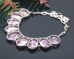 Colgante Infantil de Kunzita Rosa Facetada, Plata de Ley 925, Forma Ovalada, Piedra Preciosa, Cadena Ajustable Hecha a Mano, Regalo de Joyería - Product Image 6