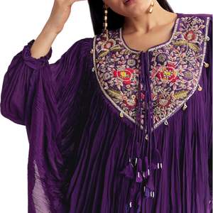 Costume Kurta Palazzo Kaftan chinon violet avec Zardosi et fil de travail Vente en gros Vêtements ethniques pour femmes Usine de vêtements OEM - Product Image 3