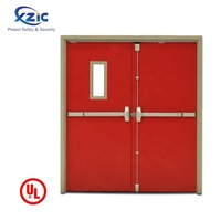 Porte coupe-feu en acier homologuée UL, résistance au feu 60-180 minutes, double porte en acier galvanisé avec revêtement en poudre pour usine et hôpital aux États-Unis