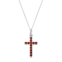 Pendentif croix en pierre naturelle de grenat rouge, argent Sterling 925, chaîne à maillons de 18 pouces, bijoux religieux fins pour unisexe