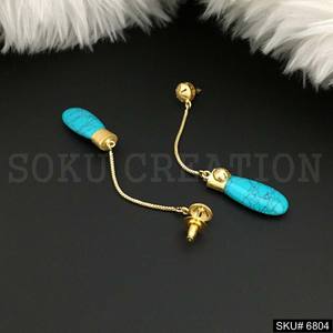 Pendientes de gota de diseño de declaración chapados en oro hechos a mano SKU6804 joyería colgante de moda - Product Image 2