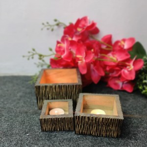 Cire de bois naturel, brun clair en forme de col moyen, personnalisé, fait à la main, décoration de la maison, porte-bougie - Product Image 3