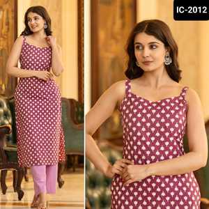 Kurtis fantaisie indiens sans manches pour un usage décontracté et quotidien Collections fantaisie longues Kurtis avec grande taille disponible pour les femmes - Product Image 2