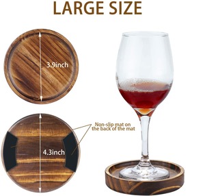 Dessous de verre en bois fait à la main Design naturel d'ombre foncée pour la maison Support de tasse de thé sculpté à moindre coût - Product Image 2