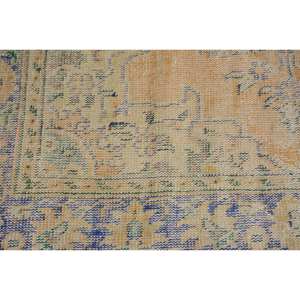 Tapis Turc Vintage 2 X 3.6ft Beige Bleu Grande Surface Patchwork en Laine avec Support en Latex Rectangle Abstrait pour Adolescent pour Couloir - Product Image 5