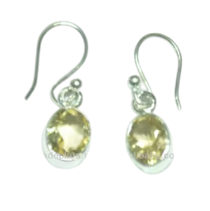 Boucles d'oreilles pendantes à la mode en argent sterling 925 avec pierre précieuse de topaze jaune à la mode plaqué argent pour anniversaire de mariage - Product Image 3