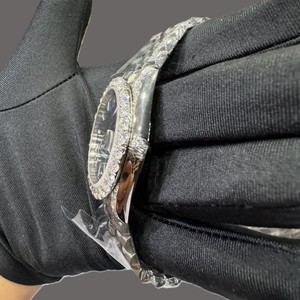 Montre pour homme tendance, cadran bleu numérique, analogique, acier inoxydable, Miyota, édition limitée, diamant moissanite, luxe, classique, hip hop, glacée - Product Image 3